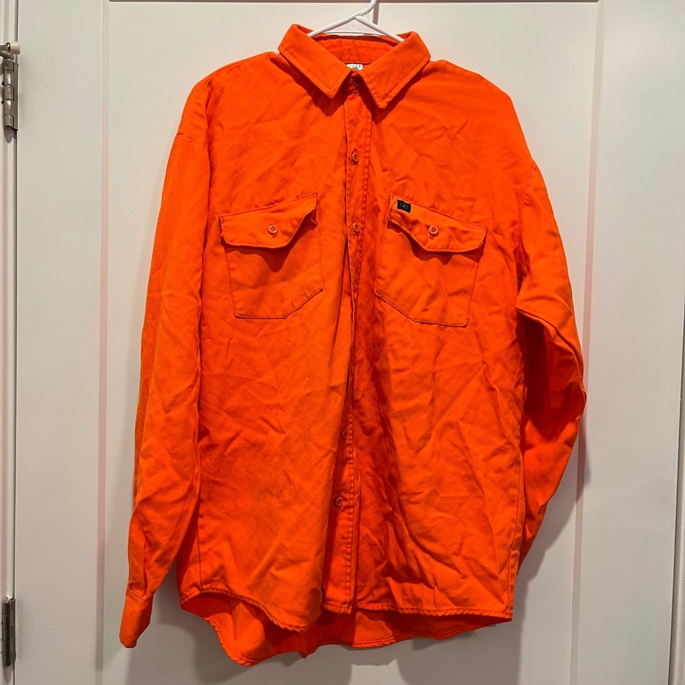 Codet Mens Blaze Orange Hunting Shirt Large Tall Made in USA‎ Cotton Workwear